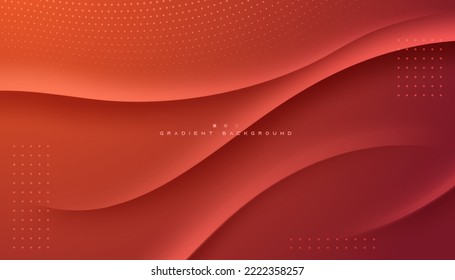 Abstract dynamic orange background with wavy papercut layers