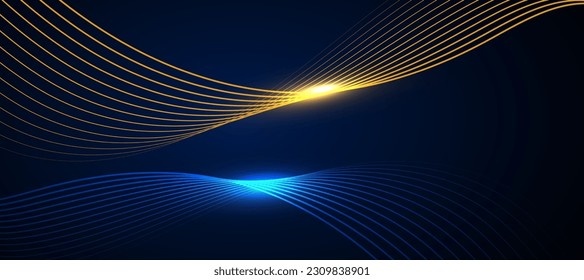 Abstract dynamic particles glowing dots wave on dark background