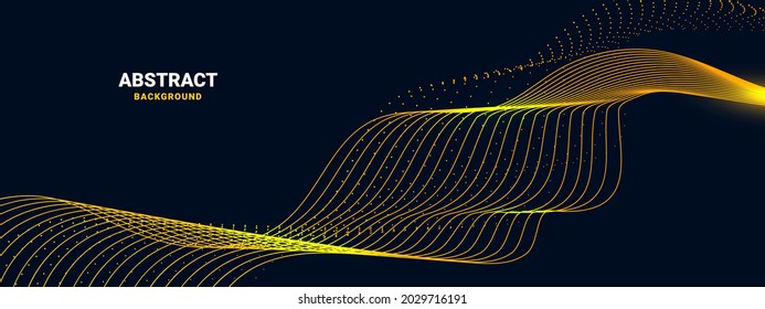 Resumen de partículas dinámicas que brillan las líneas de onda en el fondo oscuro