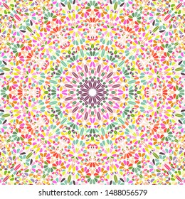 Abstract dynamic petal mosaic pattern background - colorful hypnotic circular floral psychedelic vector graphic design from curved stones