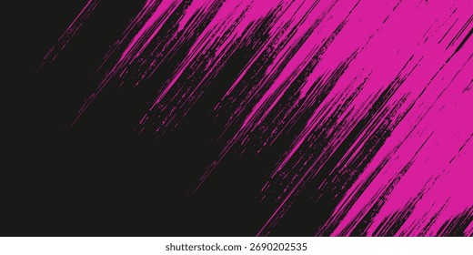 Abstrakte dynamische rosa Grunge-Pinselkunst. Grunge rosa auf schwarzem Hintergrund. Textur rosa Grunge Sport-Design.