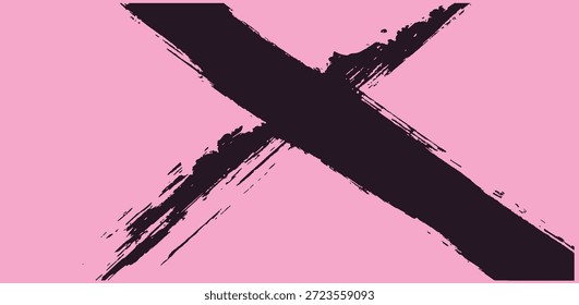 Abstractas artes de pincel grunge rosado dinámico. Grunge rosa sobre fondo negro. Objeto moderno en negrita 