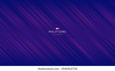 Abstract dynamic pink, red, purple random dotted pattern on dark blue background. Simple modern texture halftone style. Futuristic technology design. Vector illustration
