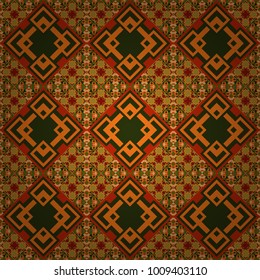 Abstract dynamic retro tiles background. Seamless grunge micro vector print. Geometric abstract mosaic seamless pattern with tiles and simple shapes in orange, gray and yellow colors for fashion.