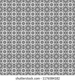 Abstract dynamic retro tiles background. Seamless grunge micro print. Geometric abstract mosaic seamless pattern with tiles and simple shapes in gray, black and white colors for fashion.
