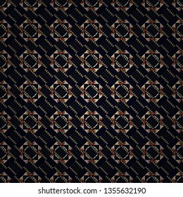 Abstract dynamic retro tiles background. Seamless grunge micro vector print. Geometric abstract mosaic seamless pattern with tiles and simple shapes in brown, black and gray colors for fashion.