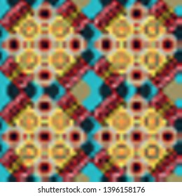 Abstract dynamic retro tiles background. Seamless grunge micro vector print. Geometric abstract mosaic seamless pattern with tiles and simple shapes in orange, gray and black colors for fashion.