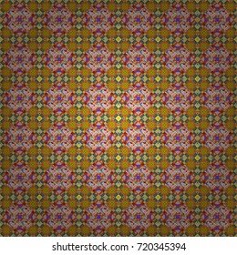 Abstract dynamic retro tiles background. Seamless grunge micro vector print. Geometric abstract mosaic seamless pattern with tiles and simple shapes in orange, beige and yellow colors for fashion.