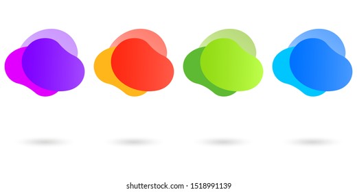 Abstract dynamic shapes design set. Fluid or liquid gradient banner templates. Modern graphic elements for color poster, background, frame, or backdrop. Vector illustration.