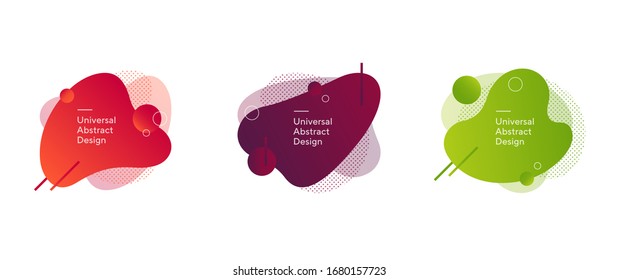 Abstract dynamic shapes set. Wavy forms, flowing elements, gradient lines, overlay. Trendy futuristic design for banners, flyers, posters, logos