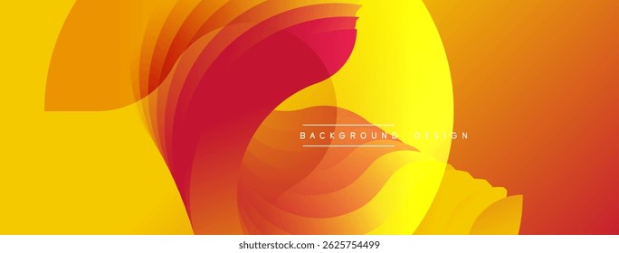 Abstract dynamic shapes, vibrant orange, yellow hues. Modern design, smooth gradients create flowing visual effect. Background element.