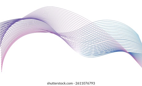 Abstract dynamic smooth wave on a white background. Abstract vector wavy lines flowing smooth curve colorful concept of technology, science, music, modern.