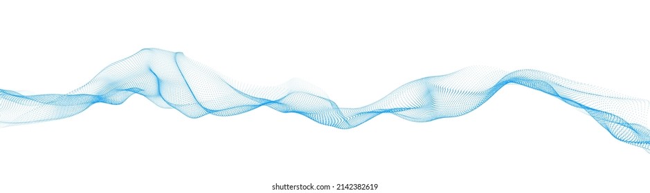 Abstract dynamic smooth wave. Sound wave concept. Futuristic particle flow on a white background. Digital impulse equalizer technology. Vector illustration.