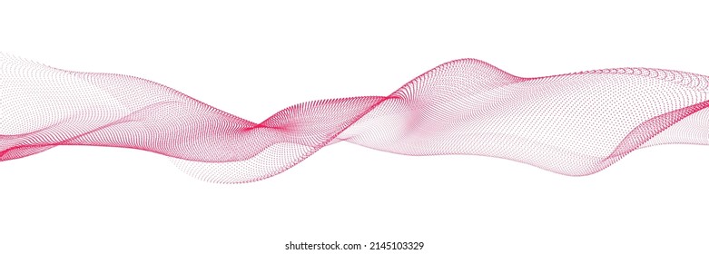 Abstract dynamic smooth wave. Sound wave concept. Futuristic particle flow on a white background. Digital impulse equalizer technology. Vector illustration.