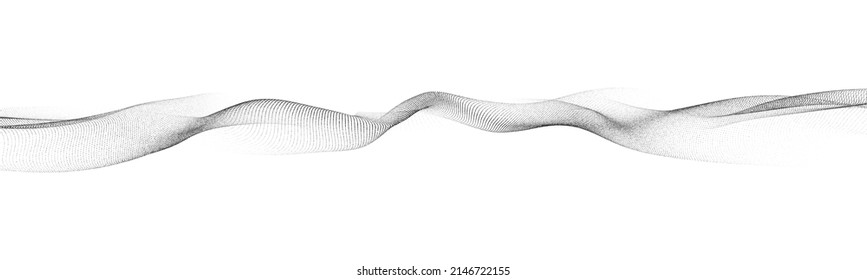 Abstract dynamic smooth wave. Sound wave concept. Futuristic particle flow on a white background. Digital impulse equalizer technology. Vector illustration.