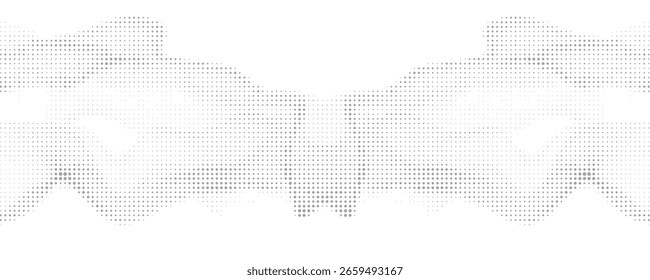 Onda suave dinâmica abstrata. Conceito de onda sonora. Fluxo de partículas futuristas sobre um fundo branco. Tecnologia de equalizador de impulso digital. Ilustração vetorial.