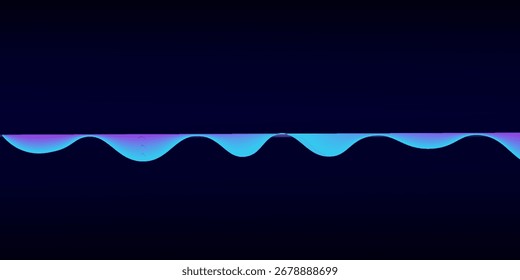 Abstract dynamic sound wave lines flowing colorful blue purple light isolated on black background. Vector illustration