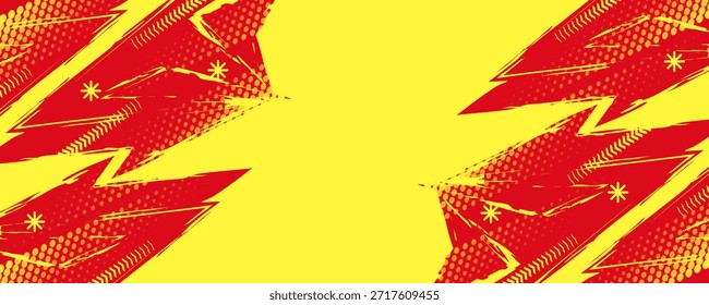Abstract and Dynamic Sport Background with Pop Art Style and Halftone Pattern. Poster or Banner Template Design for Sports Events or Video Games Promotion