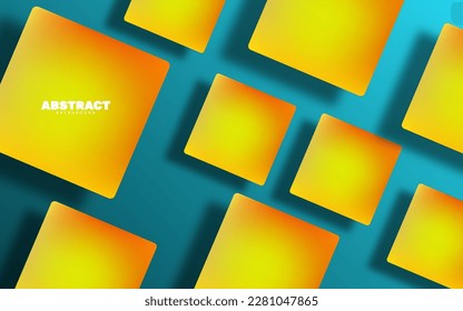 Abstract dynamic square blue and yellow background vector
