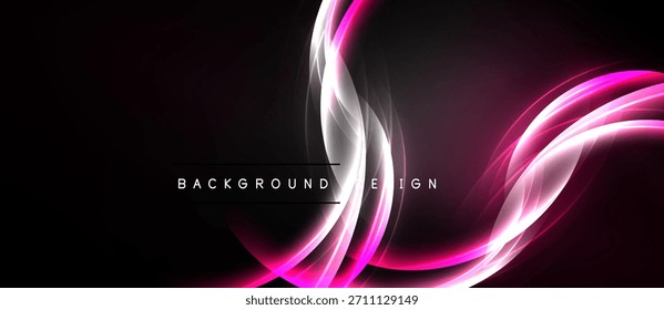 Abstract dynamic swirls, pink highlights, dark background. Modern design element for digital projects, presentations. Smooth curves create visual flow.