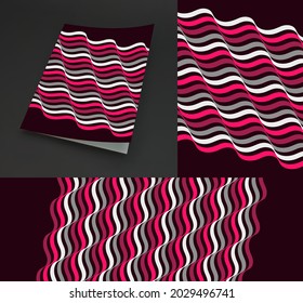 Abstract dynamic template with wavy curved ribbons. Modern cover design. 3d vector illustration.