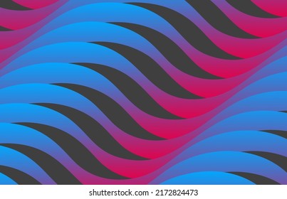 Abstract dynamic template with wavy curved ribbons. Modern cover design. 3d vector illustration.