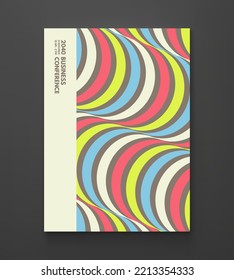 Abstract dynamic template with wavy curved ribbons. Modern cover design. 3d vector illustration.