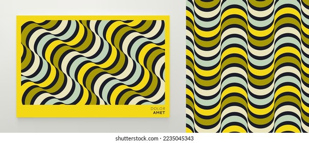 Plantilla dinámica abstracta con cintas onduladas curvadas. Diseño moderno de la cubierta. Ilustración vectorial 3d.