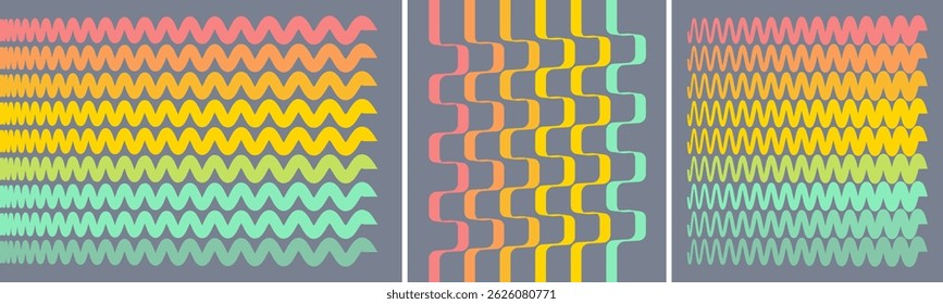 Modelo dinâmico abstrato com faixas curvas onduladas. Fundo listrado abstrato. Modelo de design de capa. Ilustração vetorial 3d para brochura, cartaz, apresentação, folheto ou banner.