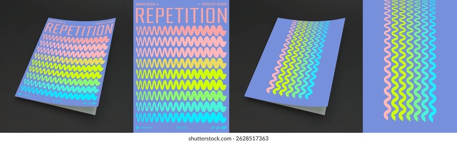 Abstract dynamic template with wavy curved ribbons. Abstract striped background. Cover design template. 3d vector illustration for brochure, poster, presentation, flyer or banner.