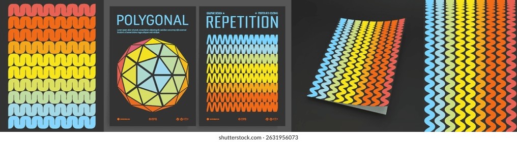 Abstract dynamic template with wavy curved ribbons. Abstract striped background. Sphere. Cover design template. 3d vector illustration for brochure, poster, presentation, flyer or banner.