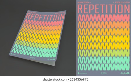 Modelo dinâmico abstrato com faixas curvas onduladas. Fundo listrado abstrato. Modelo de design de capa. Ilustração vetorial 3d para brochura, cartaz, apresentação, folheto ou banner.