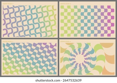 Modelo dinâmico abstrato com faixas curvas onduladas. Figura circular listrada. Padrão ondulado 3D com ilusão ótica. Fundo listrado abstrato. Modelo de design de capa para brochura, cartaz, folheto, etc.