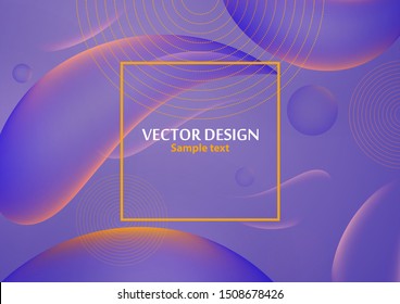 Abstract dynamic transparent forms and lines with flowing fluid liquid organic forms, neon colors. Template for design banner, flyer or presentation. Vector illustration