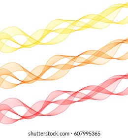 Abstract Dynamic Transparent Wave Lines for White Background. Set of Beautiful Decorative Design Elements.