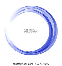 Abstract dynamic vortex circle of blue lines. Design element. Round frame, logo design.