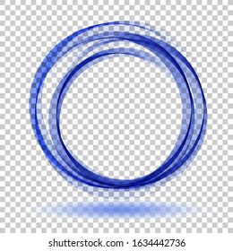 Abstract dynamic vortex circle of blue lines. Design element. Round frame, logo design.