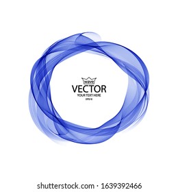 Abstract dynamic vortex circle of blue lines. Design element. Round frame, logo design.