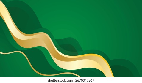 Abstrato onda dinâmica cor dourada no fundo verde