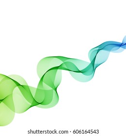 Abstract Dynamic Wave Line of Celadon. Design Element Stylized Strip of Sea Colors on White Backdrop.