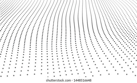 Abstract dynamic wave of particles. Big data. Low poly shape. Wave of gradient dots on white background. Futuristic vector illustration.
