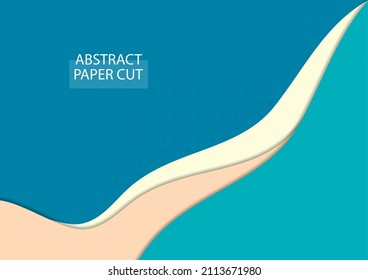 Abstract Dynamic Wave Soft Orange Papercut Style Background Design. Vector illustration