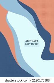 Abstract Dynamic Wave Soft Orange Papercut Style Background Design. Vector illustration