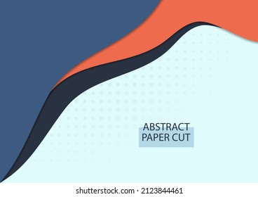 Abstract Dynamic Wave Soft Orange Papercut Style Background Design. Vector illustration