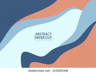 Abstract Dynamic Wave Soft Orange Papercut Style Background Design. Vector illustration