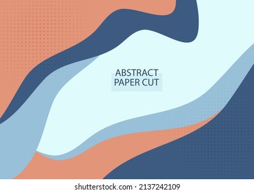 Abstract Dynamic Wave Soft Orange Papercut Style Background Design. Vector illustration