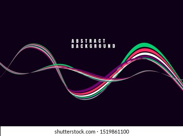 Abstract dynamic waves background with colorful line design for cover, web, poster, business card. Vector illustration