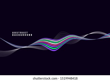 Abstract dynamic waves background with colorful line design for cover, web, poster, business card. Vector illustration