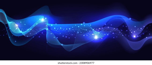 Abstract dynamic waves blue technology background with flowing lines vibrant tech templates any industry