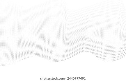 Abstract dynamic wavy backgound, dot pattern background, black and white technology wave design.
